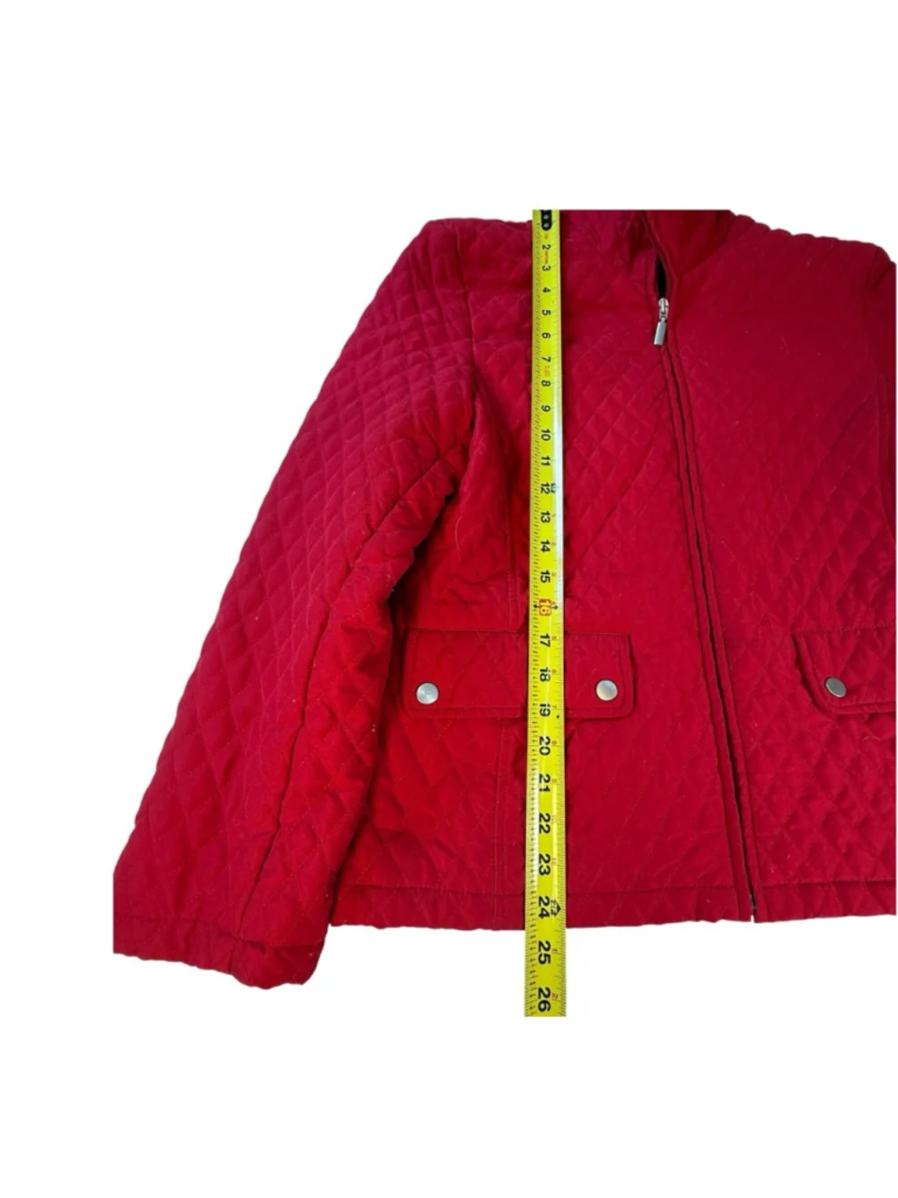 Jane Ashley Red Quilted Zip Front Jacket Womens Medium Lightweight Puffer Coat